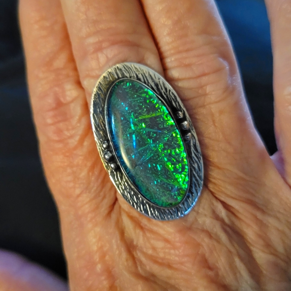 Australian Triplet Sterling Silver Opal Ring NWOT